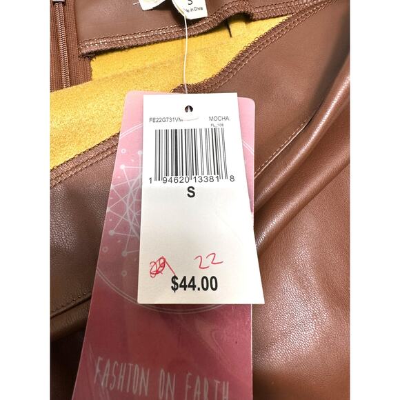 NWT Fashion on Earth Faux Sleek Brown Leather Wrap Skirt Size Small - Picture 4 of 11